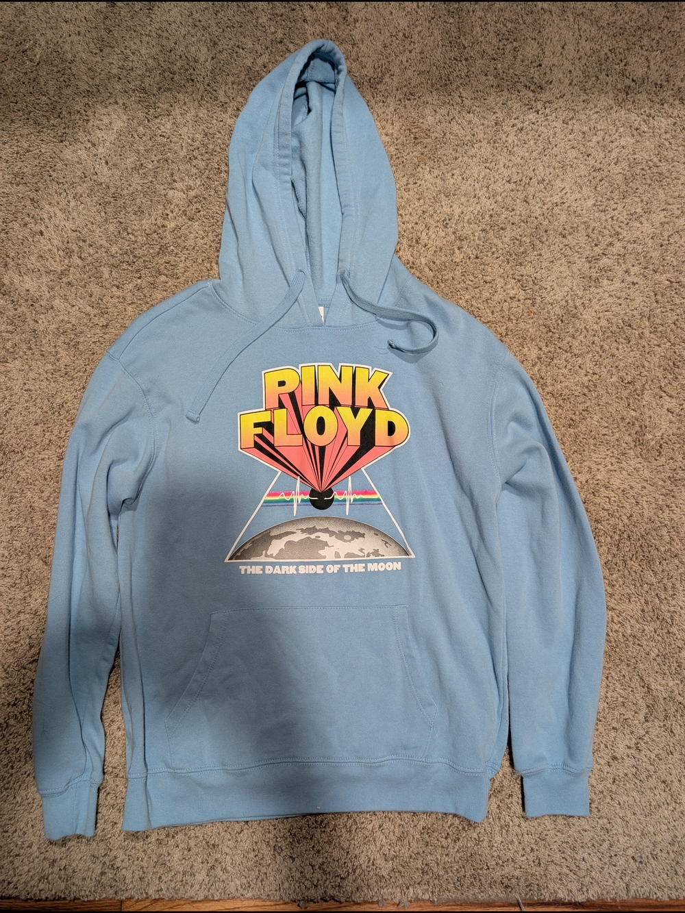 Pink Floyd Unisex Light Blue Crewneck Hoodie with Prism Graphic